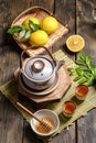 Hot tea with lemon and natural honey Royalty Free Stock Photo