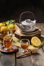 Hot tea with lemon and natural honey Royalty Free Stock Photo