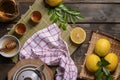 Hot tea with lemon and natural honey Royalty Free Stock Photo