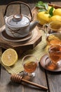 Hot tea with lemon and natural honey Royalty Free Stock Photo