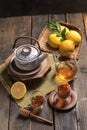 Hot tea with lemon and natural honey Royalty Free Stock Photo