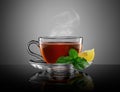 Hot tea with mint and lemon Royalty Free Stock Photo