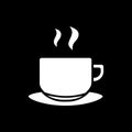 Hot tea mug dark mode glyph icon Royalty Free Stock Photo