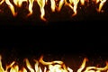 Hot temperature fire frame background. Royalty Free Stock Photo