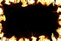 Hot temperature fire frame background. Royalty Free Stock Photo