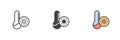 Hot temperature thermometer different style icon set