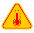 Hot temperature warning sign, overheating danger emblem Royalty Free Stock Photo