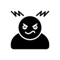 Black solid icon for Hot tempered, grumpy and angry Royalty Free Stock Photo