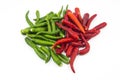 Hot thai chilli peppers on white background