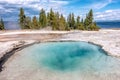 Hot thermal spring Abyss Pool in Yellowstone National Park, West Thumb Geyser Basin area, Wyoming, USA Royalty Free Stock Photo