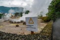 Hot thermal springs and geysers in Furnas Village, Sao Miguel island, Azores, Portugal. Royalty Free Stock Photo