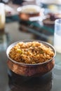 Hot Tibetan fried rice style with Indian rice. Served in the restaurant at Gangtok. Sikkim, India