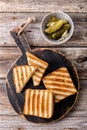 Toasted sandwich panini with ham and cheese Royalty Free Stock Photo