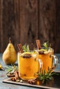 Hot Toddy. Mulled pear cider or spiced tea or grog Royalty Free Stock Photo