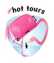 Hot tours - banner for travel companies, vector template illustration