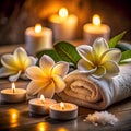 Hot towel compress. SPA treatment. Generative ai image Royalty Free Stock Photo