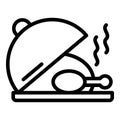 Hot tray chicken icon outline vector. Business cafe