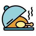 Hot tray chicken icon vector flat