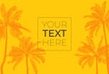 Hot tropical banner with flat style palm tree and copy space. Vector template with place for your text. Vector Royalty Free Stock Photo