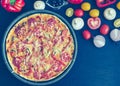 Hot true pepperoni italian pizza with salami and cheese Royalty Free Stock Photo