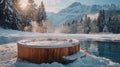 Hot Tub Amid Snow Covered Trees Royalty Free Stock Photo