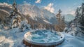 Hot Tub Amid Snow Covered Trees Royalty Free Stock Photo