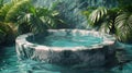 Hot Tub in Pool Surrounded by Plants Royalty Free Stock Photo
