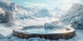 a hot tub surrounded by snow covered mountains, Royalty Free Stock Photo