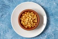 Hot turkish bean stew on blue background