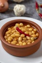 Hot turkish bean stew on dark background.