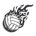 Hot volleyball fire logo silhouette. volleyball club graphic design logos or icons. vector illustration