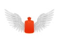 Hot water bottle with angel wings Royalty Free Stock Photo