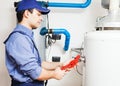 Hot-water heater service Royalty Free Stock Photo