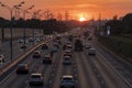 hot weather in Moscow, MKAD, sunset in Moscow Royalty Free Stock Photo