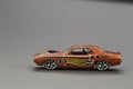 Hot wheels toy car close up picture on gray background. Hot Wheels is a scale die-cast toy cars by American toy maker Mattel in