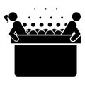 Hot whirlpool with woman and man Spa Bathtub with foam bubbles Bath Relax bathroom Bath spa icon black color vector illustration