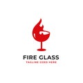 Hot wine logo design fire and glass vector design Royalty Free Stock Photo