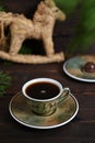 hot winter drink coffee image in dark mood Royalty Free Stock Photo