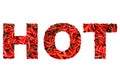 Hot word in capital letters filled with red hot chili peppers Royalty Free Stock Photo