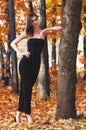Hot young woman in autumn park Royalty Free Stock Photo