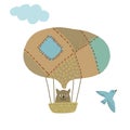 Hotair balloon simple illustration on white background