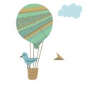 Hotair balloon simple illustration on white background