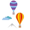 Hotair balloons simple illustration on white background