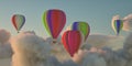 Hotairballoons fly in beautiful evening sky and in beautiful clouds Royalty Free Stock Photo