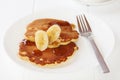 Hotcakes with Maple Syrup and Banana Royalty Free Stock Photo