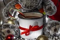 Image of hot chocolate with christmas decorations