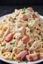 Hotdog Alfredo Delight A Twist on the Classic with Savory Sliced Franks in Creamy Alfredo Sauce