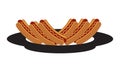 Hotdog bread or hot dog on plate flat vector icon for apps and websites Royalty Free Stock Photo