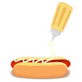 Hotdog with Bun with Mustard Sauce