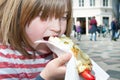 Hotdog child lunch fastfood denmark Royalty Free Stock Photo